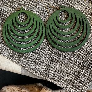 Light weight wood Green Earrings